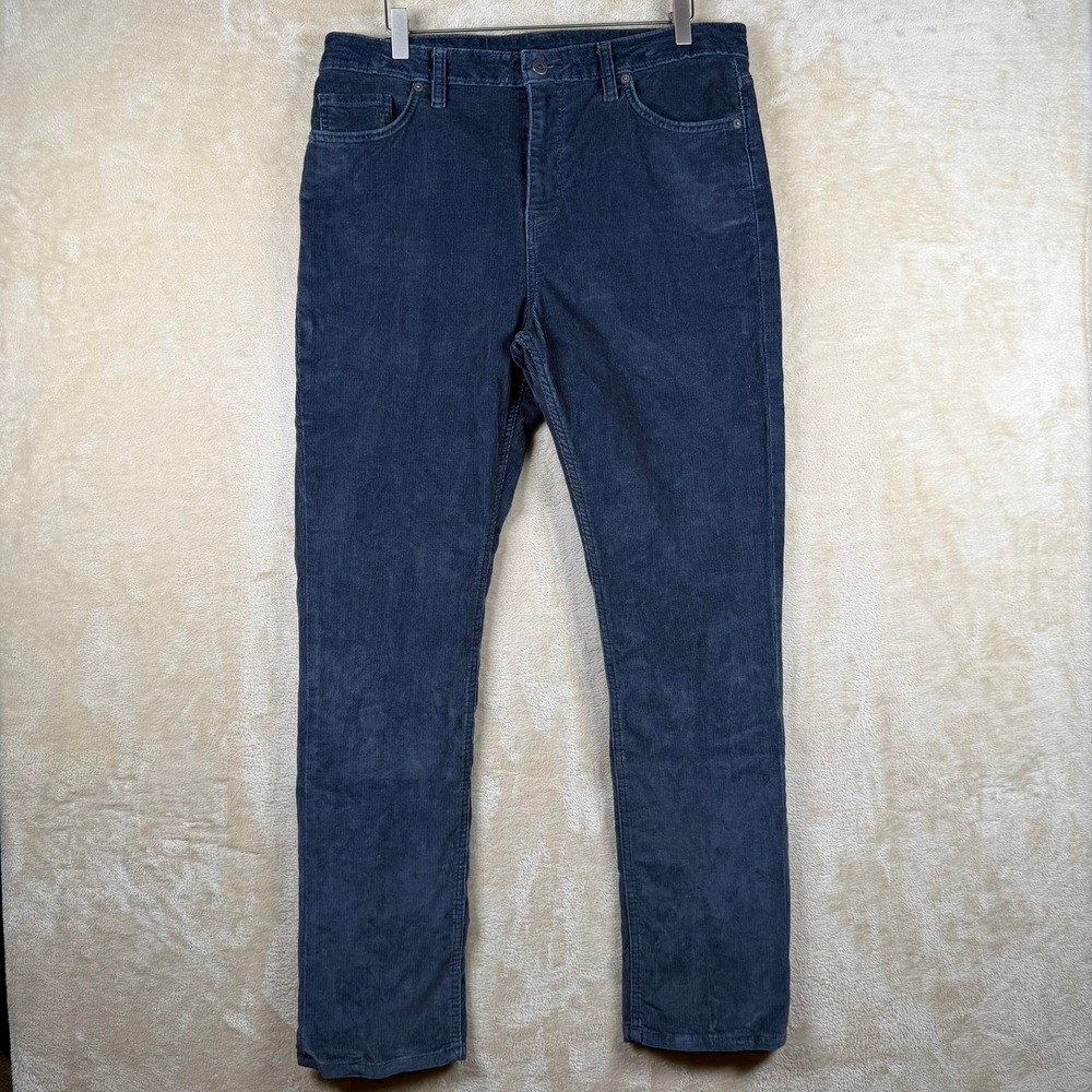 Patagonia Women 32 Navy Blue Organic Cotton Corduroy‎ Slim Fit Pants Gorpcore